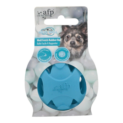 Meta Ball Plastik Köpek Topu, delikli mavi kauçuk top ambalaj kartının önünde