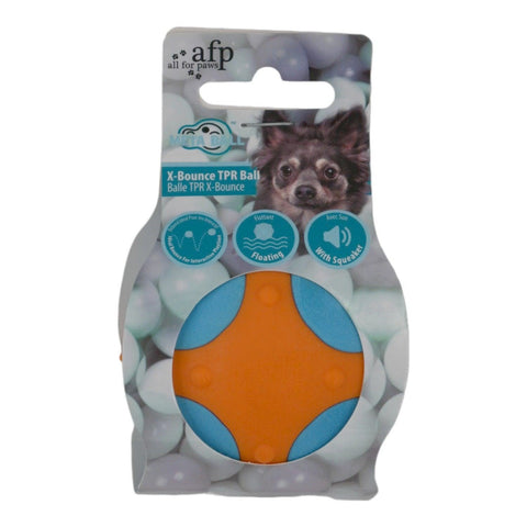 Meta Ball X-Zıplama Topu Sesli, turuncu mavi desenli top ambalaj kartının önünde