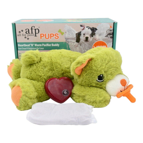 Pups - Kalp Atışlı Peluş Emzikli Köpek Oyuncağı Anksiyete Stres Azaltıcı- Yeşil