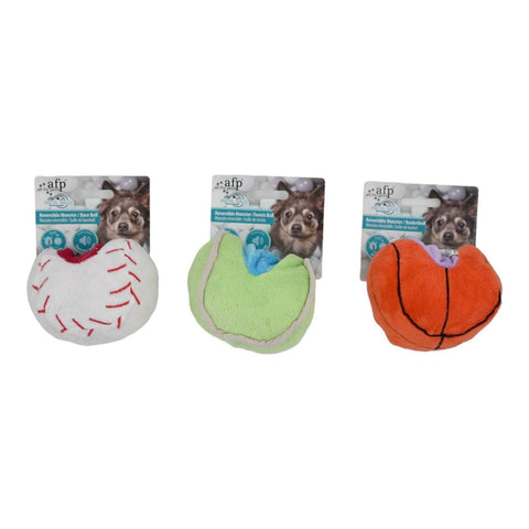 Meta Ball Çift Taraflı Top serisinin beyaz baseball, yeşil tenis ve turuncu basketbol yüzleri