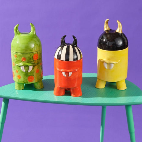 Bunico Monsters Kırmızı Boynuzlu Kavanoz