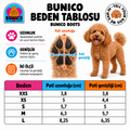Bunico Boots köpek ayakkabısı beden tablosu; pati uzunluğu ve genişliği