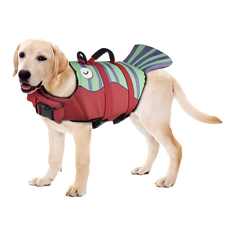 Kırmızı balık desenli küçük ırk köpek can yeleği ürün görseli – Bunico