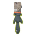 Outdoor rakun şeklinde dayanıklı köpek oyuncağı, yeşil kenarlı gri rakunun arka yüzü ve kartı