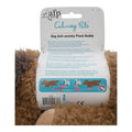 Calming Pals Peluş Oyuncak etiketinin arka yüzü, çok dilli açıklamalar ve kullanım çizimleri